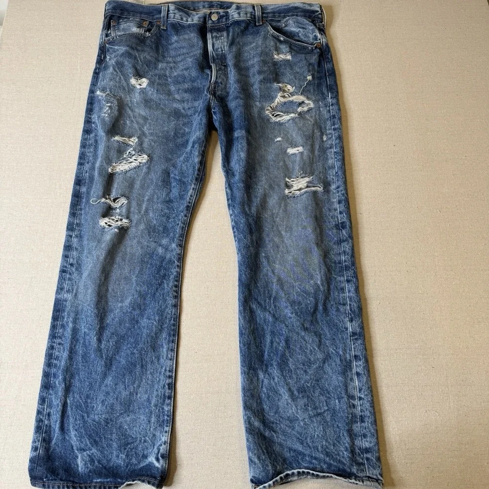 VTG Levis 501 Men's Acid Wash Distressed‎ Jeans Button Fly Size 42 x 30